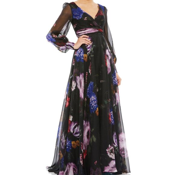 Mac Duggal Dresses & Skirts - Mac Duggal Bishop Sleeve Floral Print Dress, Size 14 - NWT